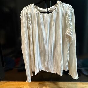 LOFT Cream Pleated Blouse